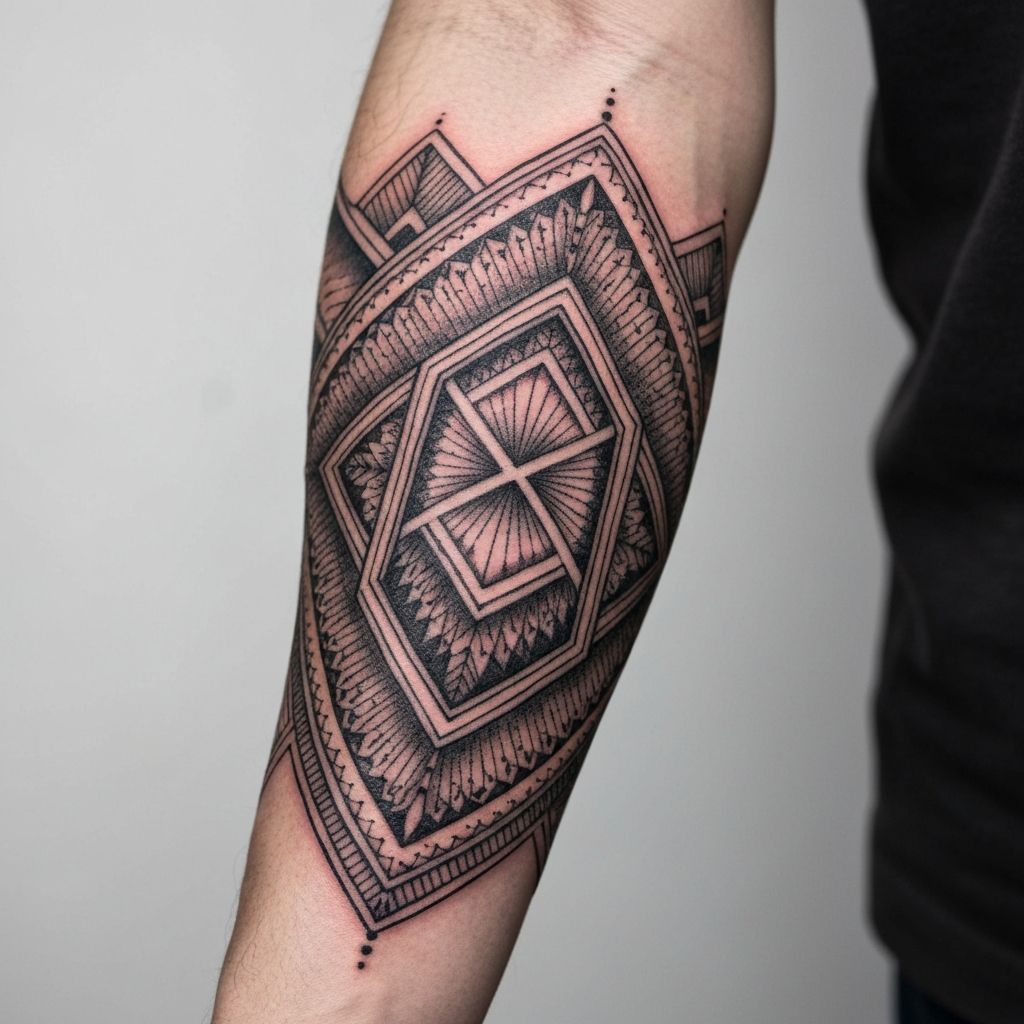 Blackwork Tattoo mit geometrischem Muster